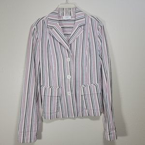 Vintage LOFT striped blazer Cotton Size 8 3 Button Closure Pockets long Sleeve